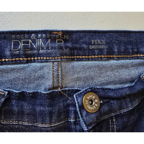 Rock & Republic Fixx Skinny Women's 16 Blue Dark Wash - Picture 4 of 16